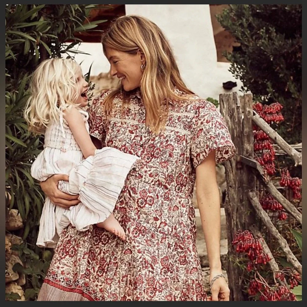 Anthropologie Red Cream Floral Georgina Dress by Maeve XS - Picture 7 of 16